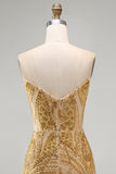 Sparkly Golden Bodycon Sweetheart Sequins Mini Cocktail Dress