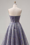 Elegant Starry Long Prom Dress featuring a Sculptural Ruched Bodice and A-Line Skirt