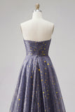 Celestial Midnight Enchanting Starry A-Line Sweetheart Long Prom Dress with Bow