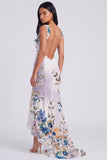Ivory Square Neck Floral Mermaid Maxi Dress