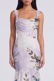 Ivory Square Neck Floral Mermaid Maxi Dress
