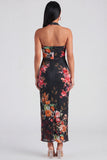Halter Champagne Halter Sheath Maxi Floral Dress