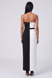 Off the Shoulder Black and White Bodycon Maxi Dress