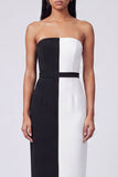 Off the Shoulder Black and White Bodycon Maxi Dress