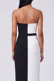 Off the Shoulder Black and White Bodycon Maxi Dress