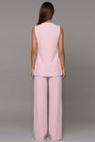 2 Piece Pink V Neck Work Suits