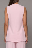 2 Piece Pink V Neck Work Suits