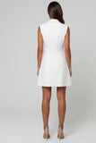 White Notched Lapel Single-breasted A Line Short Work Dress