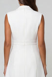 White Notched Lapel Single-breasted A Line Short Work Dress