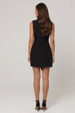 Black Notched Lapel Double-breasted Sheath Short Work Dress