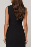 Black Notched Lapel Double-breasted Sheath Short Work Dress
