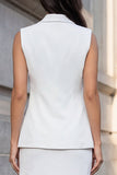 White Notched Lapel 2-piece Asymmetrical Work Dress