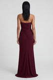 Burgundy Strapless Mermaid Long Formal Dress