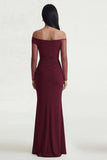 Burgundy Mermaid Off The Shoulder Formal Dress