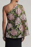 Black Floral Mermaid Long Mother of the Bride Dress with Side Cape