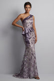 Sparkly Vintage Mauve Long Beaded Mermaid Mother of the Bride Dress with Ruffles