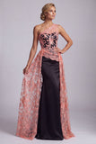 Watermelon and Black One Shoulder Lace Mermaid Long Mother Of the Bride Dress with Cape