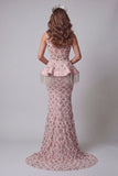 One Shoulder Blush Mermaid Sequin Pageant Dress with Tassel