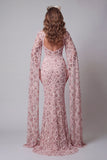 High Neck Blush Sequin Mermiad Pageant Dress