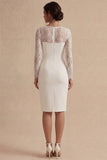 White Midi Bodycon Floral Wedding Dress with Lace