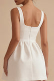 White Thick Straps A Line Short Graduation Dress