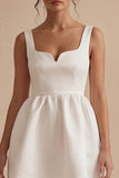 White Thick Straps A Line Short Graduation Dress