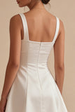 White Square Neck A Line Short Graduation Dress