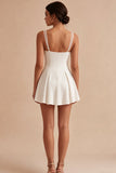 Simple A Line Spaghetti Straps Little White Dress