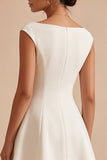 A Line Bateau Neck Little White Dress
