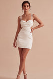 Bodycon White Cut Out Spaghetti Straps Mini Dress