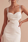 Bodycon White Cut Out Spaghetti Straps Mini Dress