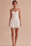 White A Line Corset Lace Mini Dress