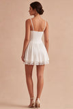 White A Line Corset Lace Mini Dress