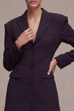 Black Single Breasted Peak Lapel Short Blazer Dress