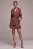 Desert Rose 2 Piece Notched Lapel Double Breasted Short Business Dress with Belt