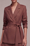Desert Rose 2 Piece Notched Lapel Double Breasted Short Business Dress with Belt