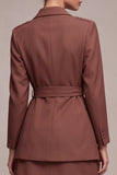Desert Rose 2 Piece Notched Lapel Double Breasted Short Business Dress with Belt