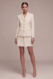 2 Piece Notched Lapel Ivory Single Breasted Short Business Dress