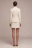 2 Piece Notched Lapel Ivory Single Breasted Short Business Dress