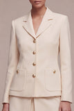 2 Piece Notched Lapel Ivory Single Breasted Short Business Dress
