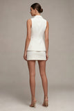 2 Piece Notched Lapel Slim Fit White Short Single Breasted Business Dress