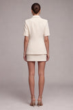 Ivory Half Sleeves 2 Piece Peak Lapel Single Breasted Business Dress