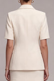 Ivory Half Sleeves 2 Piece Peak Lapel Single Breasted Business Dress