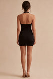 Simple Halter Bodycon Satin Little Black Dress