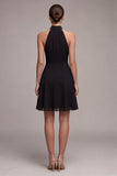 Simple High Neck A Line Little Black Dress