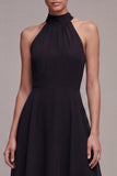 Simple High Neck A Line Little Black Dress