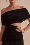 Cut Out Off the Shoulder Tight Little Black Dress