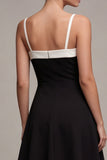 Black A Line Square Neck Semi Formal Dress