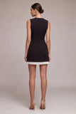 Simple Black Tight V Neck Cocktail Dress with Pleats