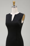 Simple Black Tight V Neck Cocktail Dress with Pleats